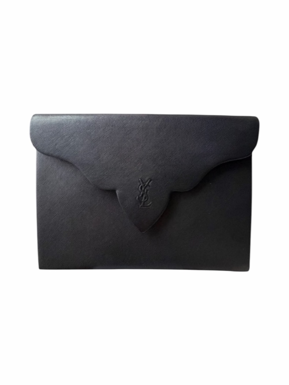 Yves Saint Laurent Black Leather Envelope Clutch - Vintage - Picture 1 of 12